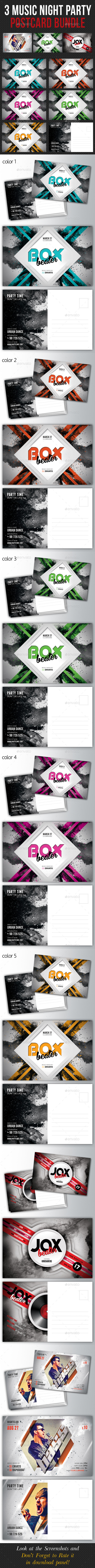 GraphicRiver 3 in 1 Music Night Party Postcard Bundle 10349763 GraphicRiver 3 in 1 Music Night Party Postcard Bundle 10349763