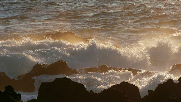 Waves Atlantic Ocean Breaking onto Rocks Waves Atlantic Ocean Breaking onto Rocks