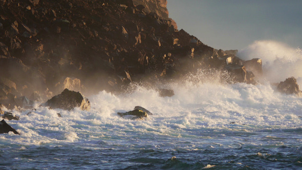 Waves Atlantic Ocean Breaking onto Rocks Waves Atlantic Ocean Breaking onto Rocks