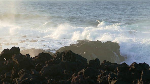 Waves Atlantic Ocean Breaking onto Rocks Waves Atlantic Ocean Breaking onto Rocks