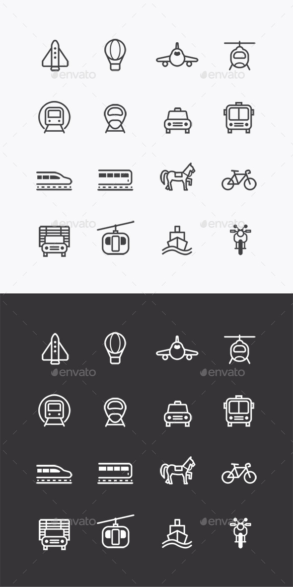GraphicRiver Vector Flat Icons Set Transportation Outline 10353698 GraphicRiver Vector Flat Icons Set Transportation Outline 10353698