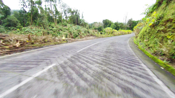 Fast Driving onto Curved Mountain Road Fast Driving onto Curved Mountain Road