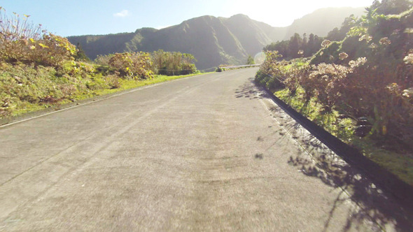 Fast Driving onto Curved Mountain Road Fast Driving onto Curved Mountain Road