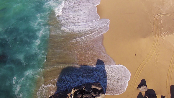 Waves Crashing on Beach Aerial View Waves Crashing on Beach Aerial View