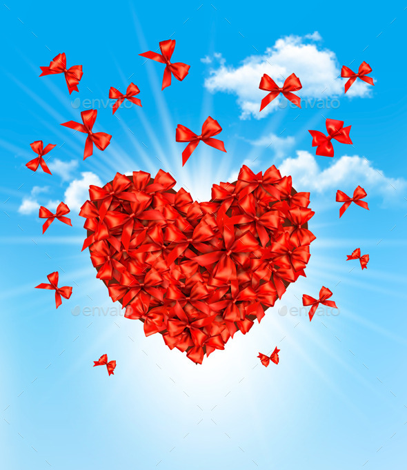GraphicRiver Valentines Heart Made of Red Bows 10355938 GraphicRiver Valentines Heart Made of Red Bows 10355938