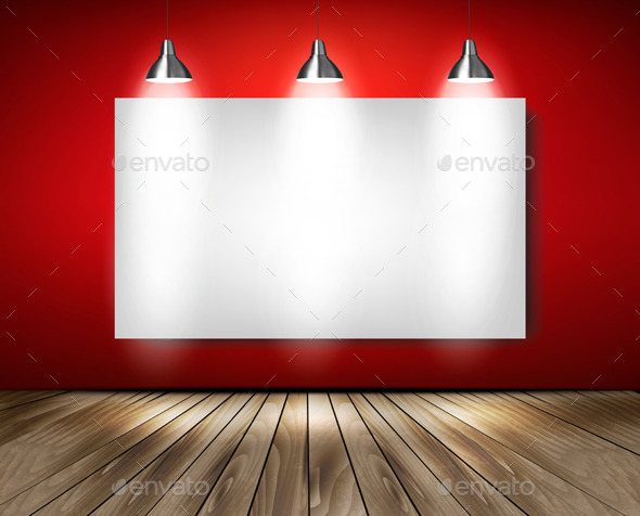 GraphicRiver Red Room with Spotlights and Wooden Floor 10356090 GraphicRiver Red Room with Spotlights and Wooden Floor 10356090