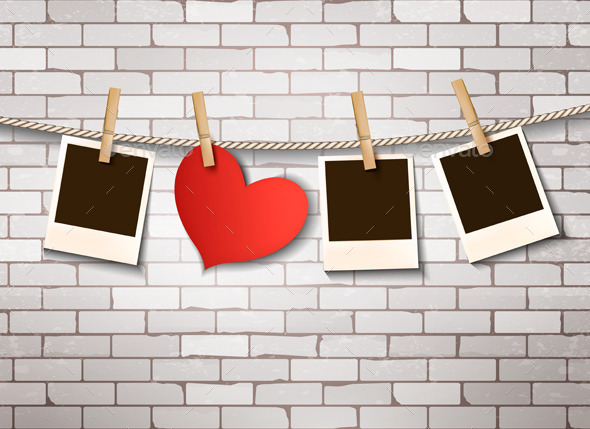 Background with Heart and Photos Background with Heart and Photos