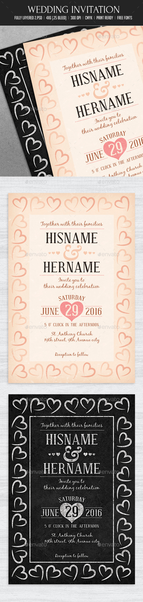 Vintage Chalk Wedding Invitation Vintage Chalk Wedding Invitation