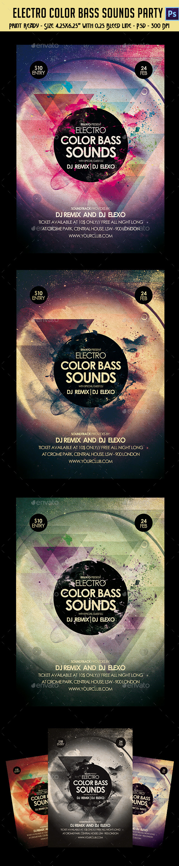 GraphicRiver Electronic Color Bass Sounds Party Flyer 10356960 GraphicRiver Electronic Color Bass Sounds Party Flyer 10356960