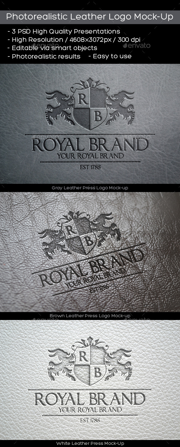 GraphicRiver Photorealistic Leather Logo Mock-Up 10358508 GraphicRiver Photorealistic Leather Logo Mock-Up 10358508