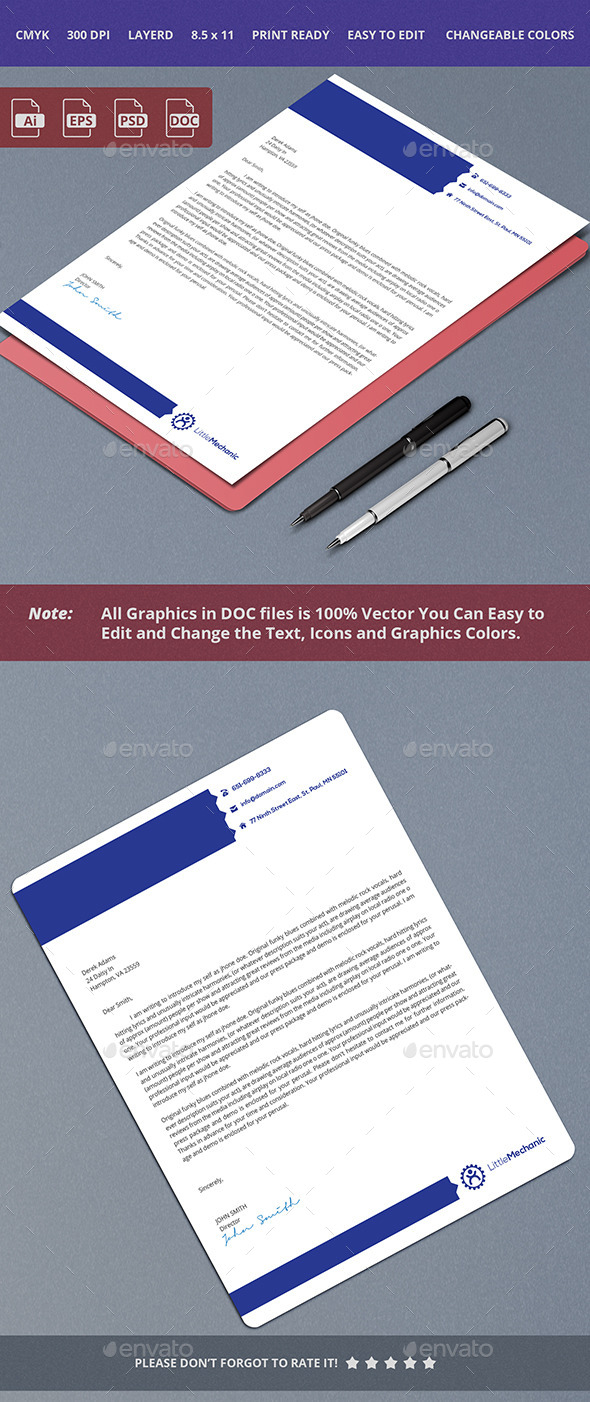 Blue Letterhead Design (Stationery)