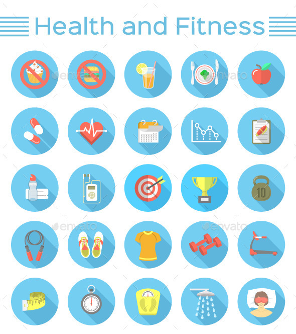 GraphicRiver Modern Flat Fitness and Wellness Icons 10359570 GraphicRiver Modern Flat Fitness and Wellness Icons 10359570