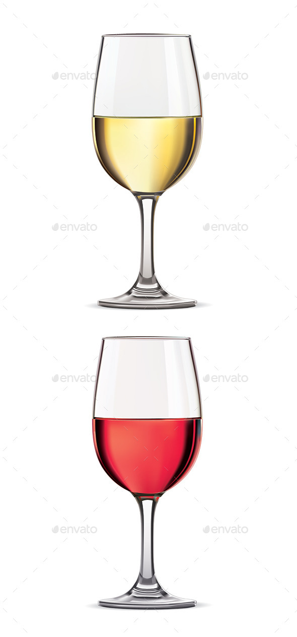 Glass of Red and White Wine