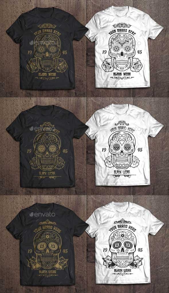 GraphicRiver 3 T-Shirt Illustration Sugar Skull Vol.1 10361519 GraphicRiver 3 T-Shirt Illustration Sugar Skull Vol.1 10361519
