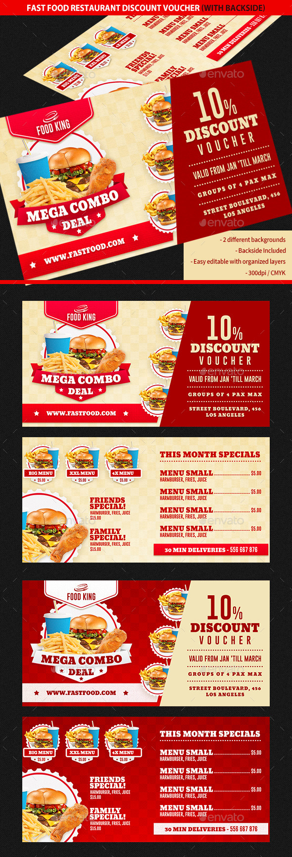 GraphicRiver Restaurant Fast Food Discount Voucher 10362049 GraphicRiver Restaurant Fast Food Discount Voucher 10362049