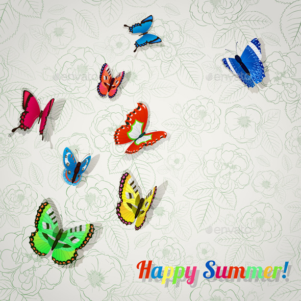 GraphicRiver Background with Colorful Butterflies 10362404 GraphicRiver Background with Colorful Butterflies 10362404