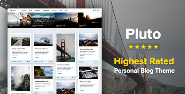 Pluto Clean Personal WordPress Masonry Blog Theme