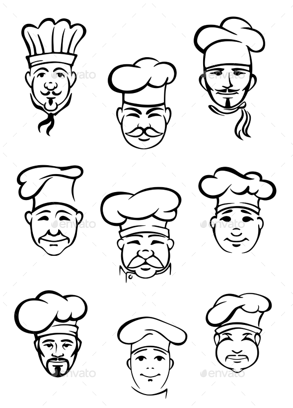 Collection of Chefs in Traditional Toques Collection of Chefs in Traditional Toques