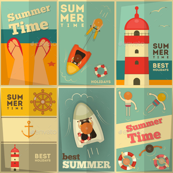 GraphicRiver Summer Holidays Posters Set 10364355 GraphicRiver Summer Holidays Posters Set 10364355