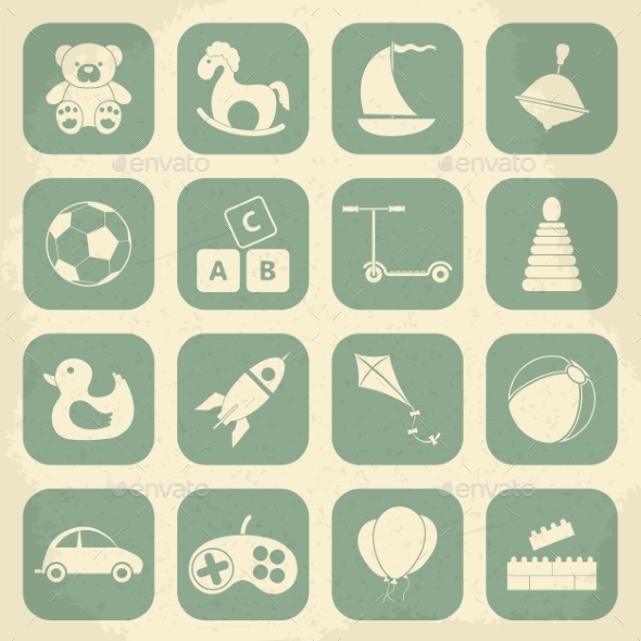 GraphicRiver Retro Children s Toys Icon Set 10365894 GraphicRiver Retro Children s Toys Icon Set 10365894