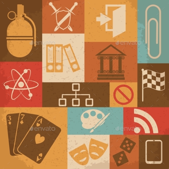 GraphicRiver Universal Retro Icons for Web and Mobile 10365899 GraphicRiver Universal Retro Icons for Web and Mobile 10365899