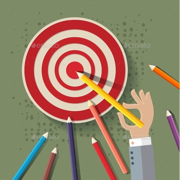 GraphicRiver Golden Pencil Hits Target 10366423 GraphicRiver Golden Pencil Hits Target 10366423