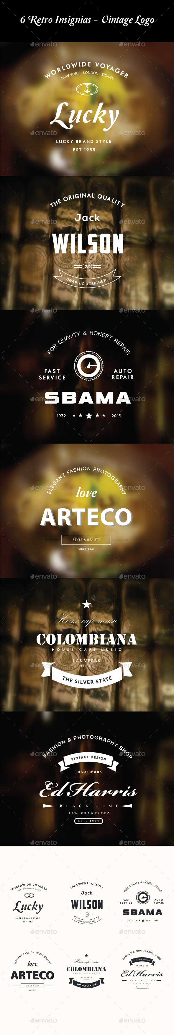 GraphicRiver 6 Retro Insignias Vintage Logo 10368133 GraphicRiver 6 Retro Insignias Vintage Logo 10368133