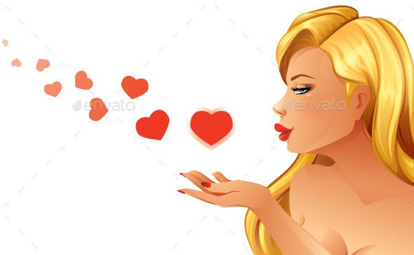 GraphicRiver Woman Blowing Hearts 10368705 GraphicRiver Woman Blowing Hearts 10368705