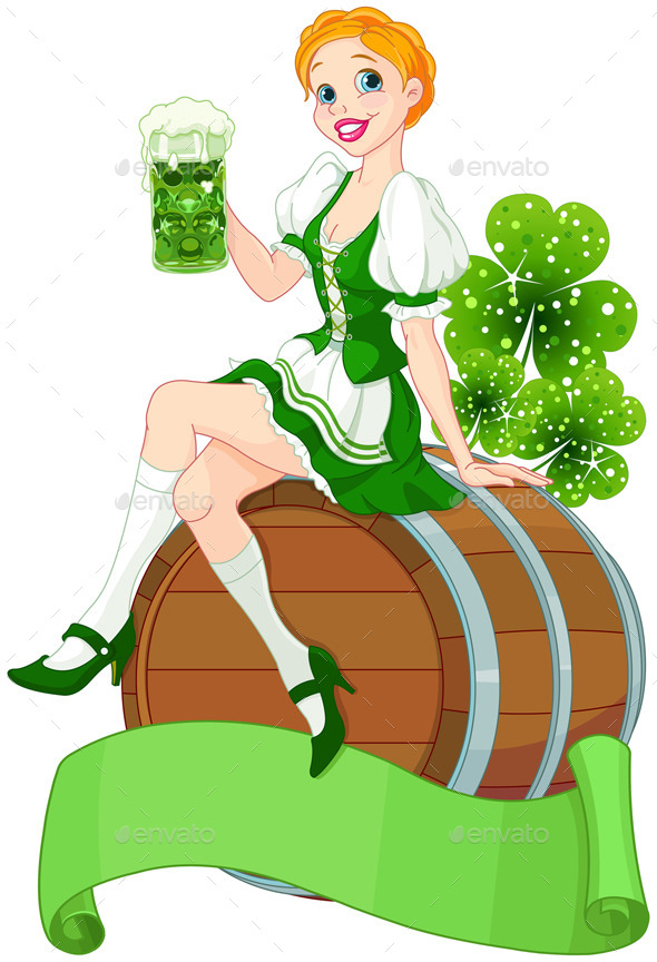 GraphicRiver St Patrick Day Girl on a Keg 10368731 GraphicRiver St Patrick Day Girl on a Keg 10368731