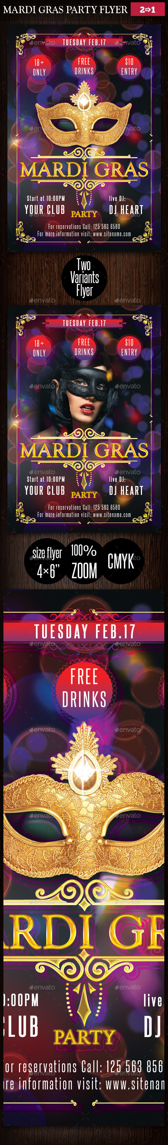 Mardi Gras Party Flyer (Clubs & Parties)