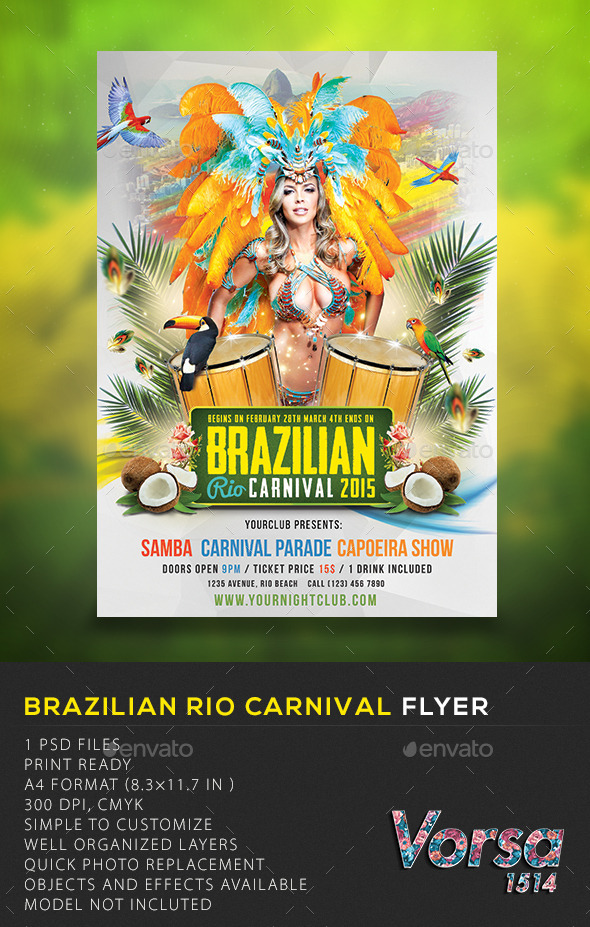 Brazilian Rio Carnival Flyer (Clubs & Parties)