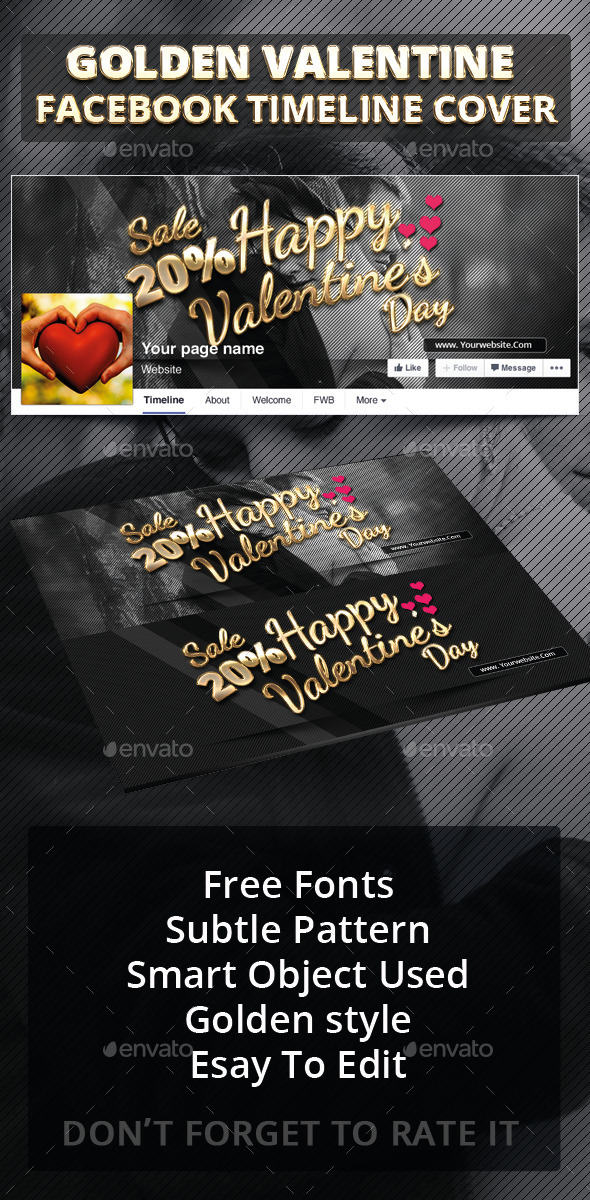 GraphicRiver Golden Valentine s Day Facebook Timeline Cover 10370749 GraphicRiver Golden Valentine s Day Facebook Timeline Cover 10370749