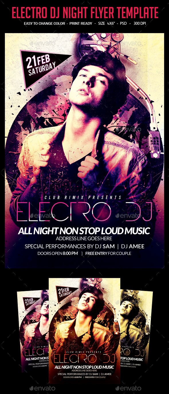 Electro Dj Party Flyer (Clubs & Parties)