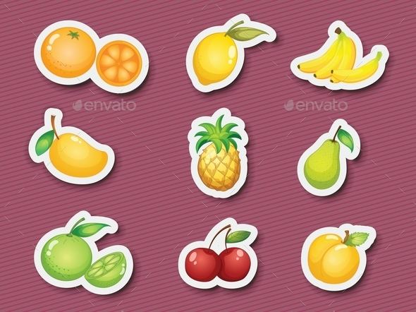 GraphicRiver Sticker Series of Fruits 10371977 GraphicRiver Sticker Series of Fruits 10371977