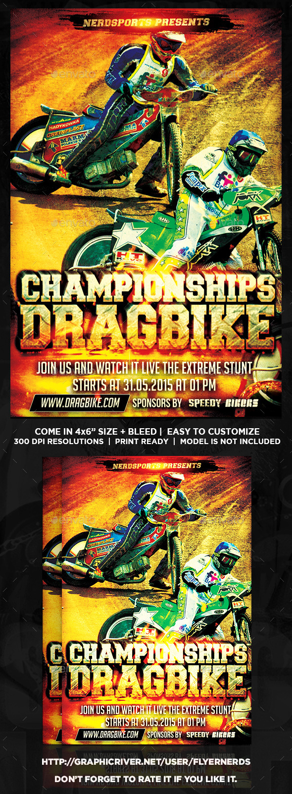 GraphicRiver Drag Bike Championships Sports Flyer 10372589 GraphicRiver Drag Bike Championships Sports Flyer 10372589