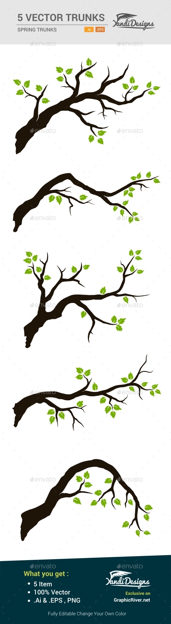GraphicRiver Spring Trunks Silhouette 10373737 GraphicRiver Spring Trunks Silhouette 10373737