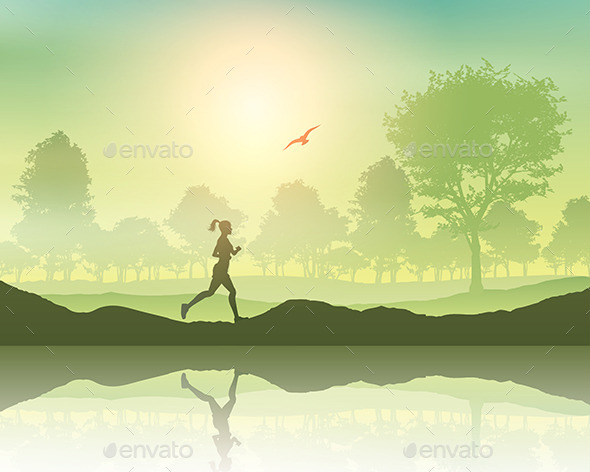 Female Jogging in the Countryside Female Jogging in the Countryside
