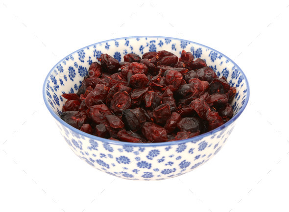 Dried cranberries in a blue and white china bowl (Misc) Photo Download