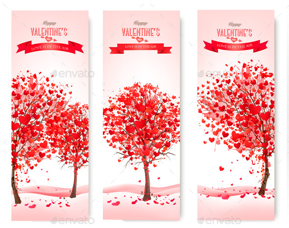 GraphicRiver Holiday Retro Banners Valentine Trees 10356153 GraphicRiver Holiday Retro Banners Valentine Trees 10356153