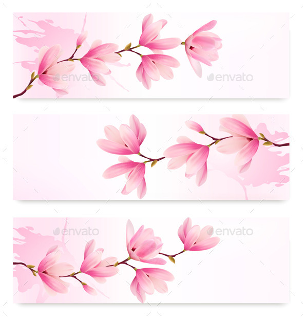 GraphicRiver Three Spring Banners with Blossomed Flowers 10356009 GraphicRiver Three Spring Banners with Blossomed Flowers 10356009