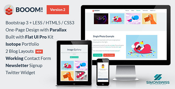 Booom! - One-Page Flat UI Pro Bootstrap 3 Template