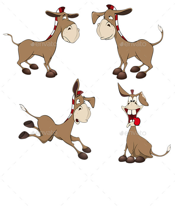 GraphicRiver Set of Burros Cartoon 10382502 GraphicRiver Set of Burros Cartoon 10382502