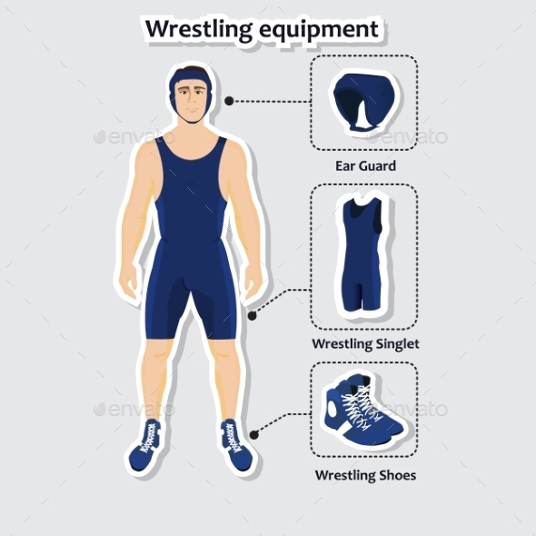 GraphicRiver Set of Wrestling Equipment with a Man 10382639 GraphicRiver Set of Wrestling Equipment with a Man 10382639