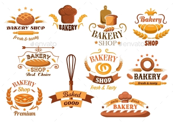 Large Set of Bakery Labels or Badges (Food)