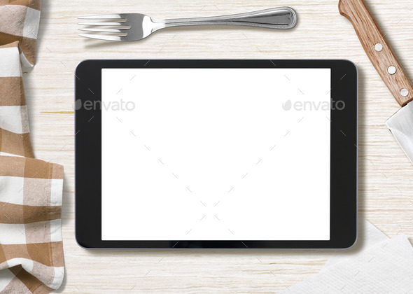 blank cooking recipe notes on black tablet pc