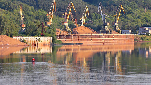 Port Cranes On The River Port Cranes On The River