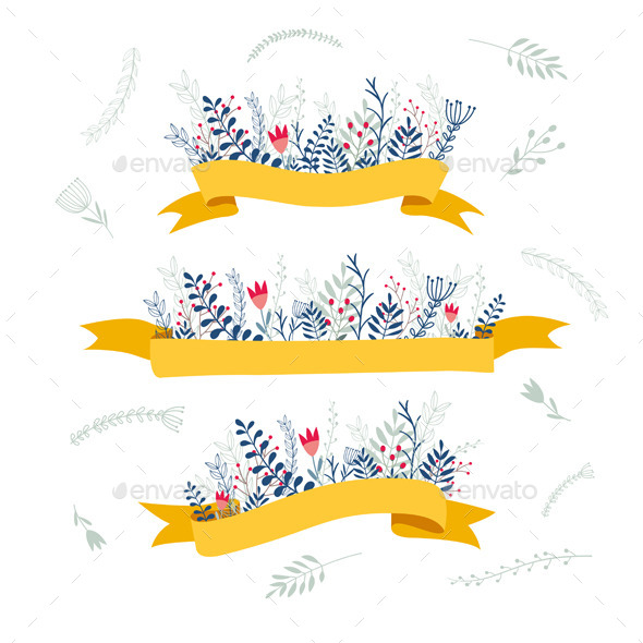 Decorative Floral Composition With Ribbon for Text (Decorative)