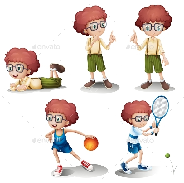 GraphicRiver Five Different Activities of a Young Boy 10390895 GraphicRiver Five Different Activities of a Young Boy 10390895