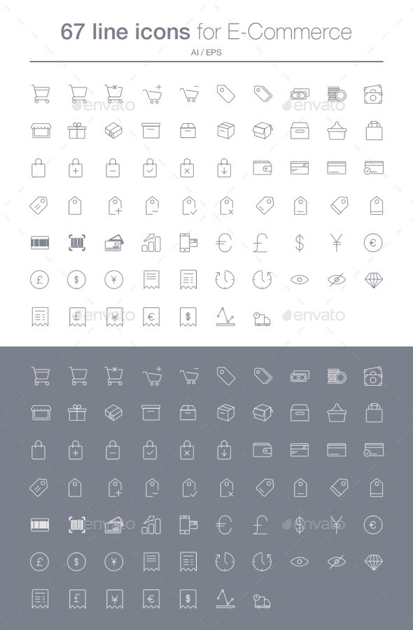 E-commerce line icons set (Web)