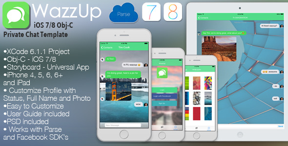 CodeCanyon WazzUp iOS Private Chat Universal App Template Obj-C 10316908